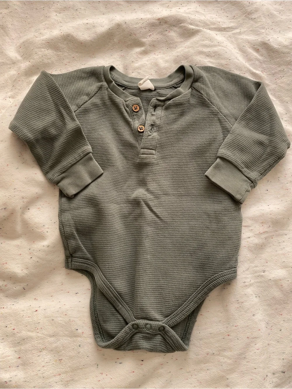 Colored Organics Sage Waffle Knit Henley Bodysuit 12–18M Organic Cotton